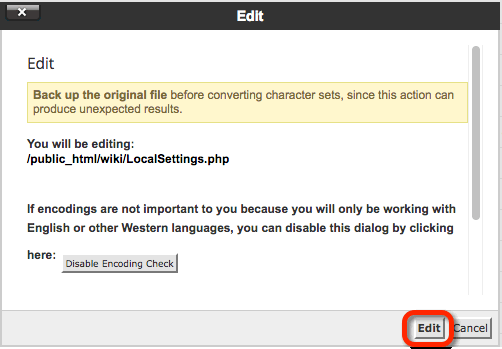 Confirm that you want to edit the file